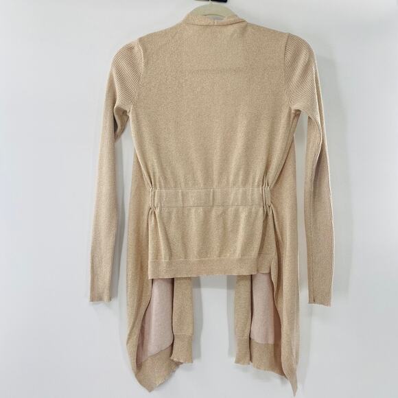 Diane von Furstenberg Open Front Cardigan Silk Cashmere Gold Shimmer Small Luxe - Picture 3 of 11